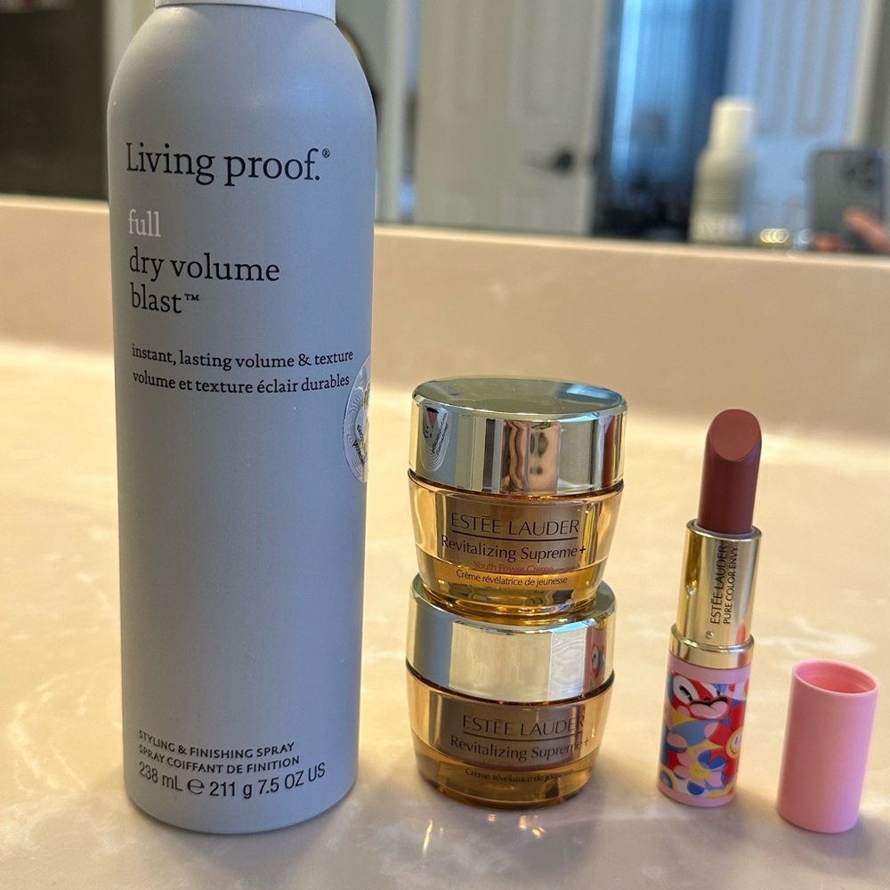 Estee Lauder Revitalizing Supreme Set with Lipstick and Living Proof spray